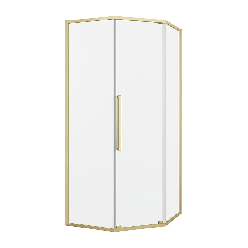 Душевой уголок Black&White S1150-9090G 90x90 11509090G профиль брашированное золото стекло прозрачное