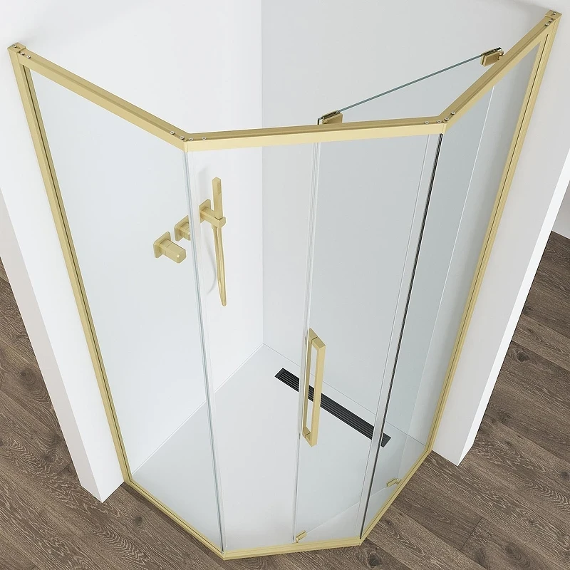 Душевой уголок Black&White S1150-9090G 90x90 11509090G профиль брашированное золото стекло прозрачное
