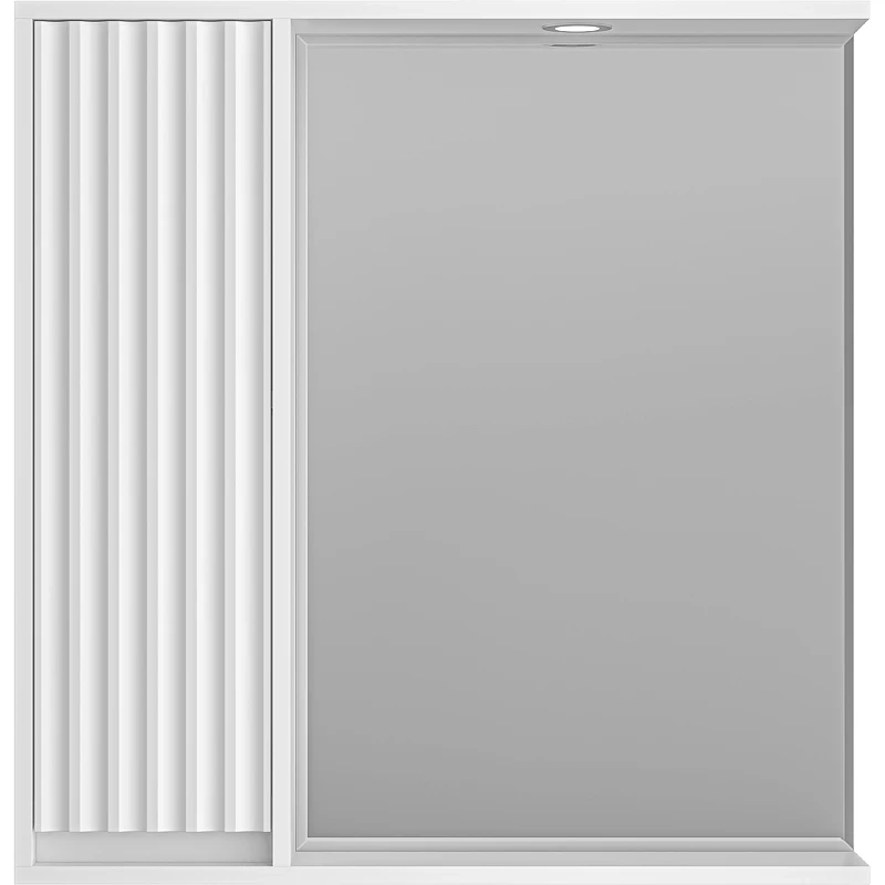 Зеркало со шкафом Brevita Balaton 80 L BAL-04080-01-Л с подсветкой Белое матовое МДФ / ЛДСП, стекло