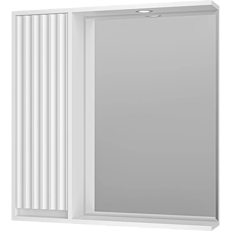 Зеркало со шкафом Brevita Balaton 80 L BAL-04080-01-Л с подсветкой Белое матовое МДФ / ЛДСП, стекло