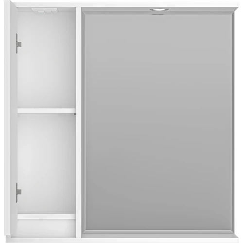 Зеркало со шкафом Brevita Balaton 80 L BAL-04080-01-Л с подсветкой Белое матовое МДФ / ЛДСП, стекло