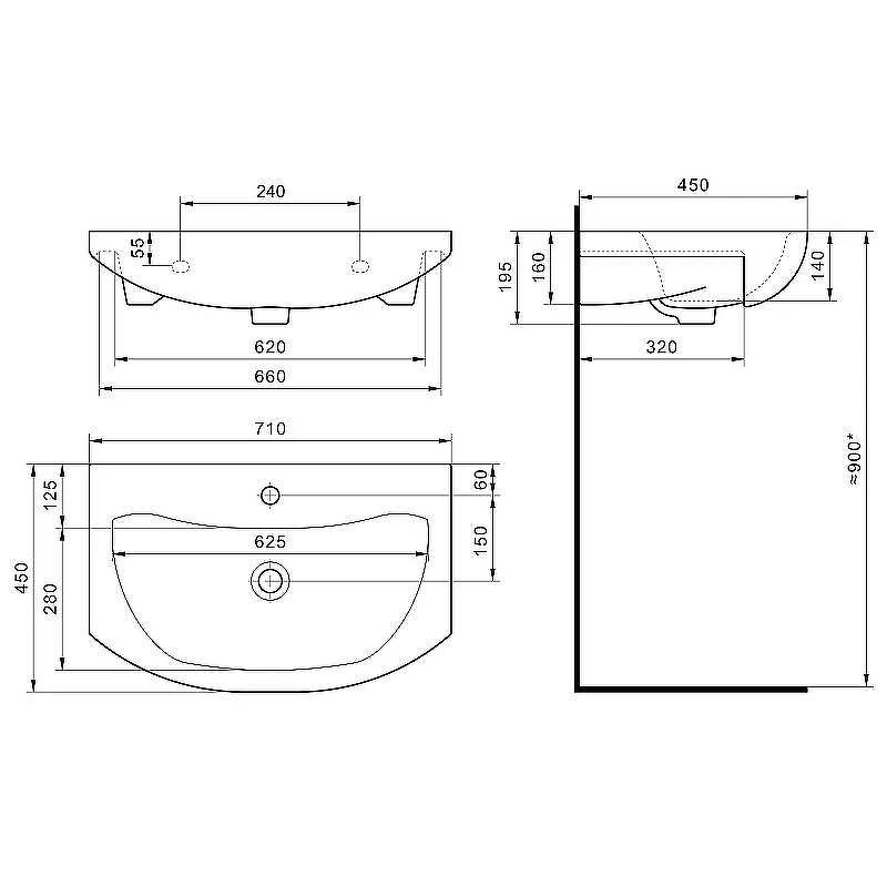 Раковина Santek Балтика 70 1WH207776 Белая