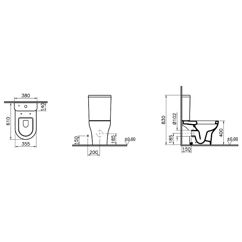 Унитаз компакт Vitra Zentrum 9012B003-7209 цвет Белый с бачком и сиденьем Микролифт