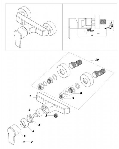 Смеситель для душа Azario Enzo AZ-15710611 Хром