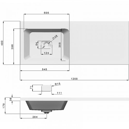 Раковина Orange Камилла 120 OP-120RAR с местом под стиральную машину Белая искусственный камень (литьевой мрамор) полувстраиваемая, с местом под стиральную машину