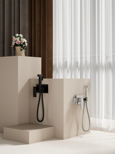 Гигиенический душ со смесителем Splenka S97.52.06 Черный матовый латунь встраиваемый