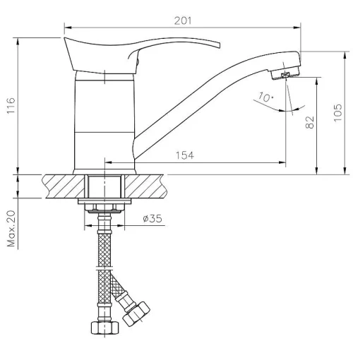 Смеситель для раковины Haiba HB4501-2 Хром