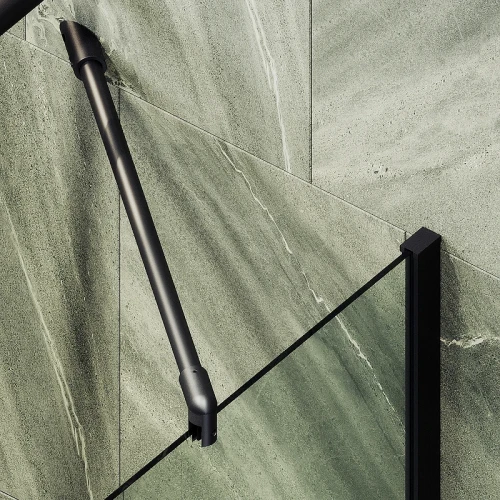 Шторка на ванну Maybah Glass MGV-64-6ш 800x1400 в широком профиле Черный стекло прозрачное
