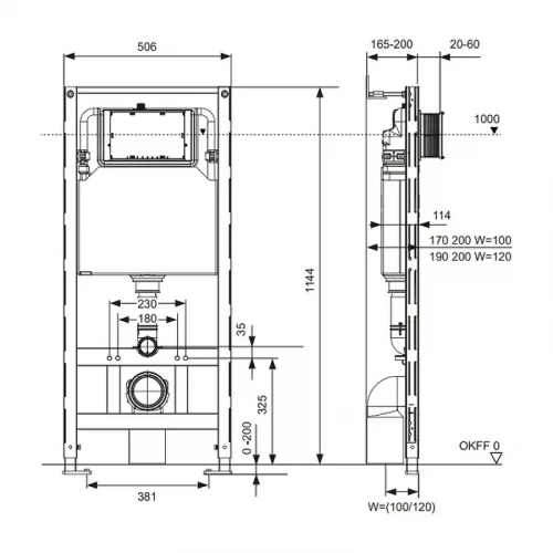 Инсталляция для унитаза Tece Spring S300300 без клавиши смыва