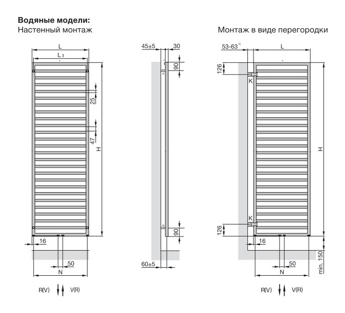 Водяной полотенцесушитель Zehnder Quaro Inox QAI-180-060 Inox Нержавеющая сталь