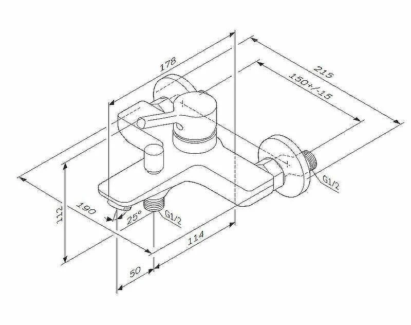 Смеситель для ванны AM.PM X-Joy S F85B10000 Хром латунь на стену