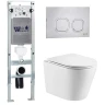 Комплект унитаза с инсталляцией WeltWasser AMBERG 350 ST + SALZBACH 043 GL-WT + AMBERG RD-MT CR 10000011486 цвет Белый глянцевый с сиденьем Микролифт и клавишей смыва цвет Хром матовый