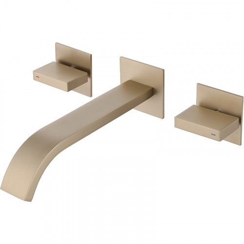 Смеситель для раковины Abber Wasserfall AF8612G Золото матовое латунь встраиваемый