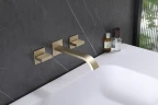 Смеситель для раковины Abber Wasserfall AF8612G Золото матовое латунь встраиваемый