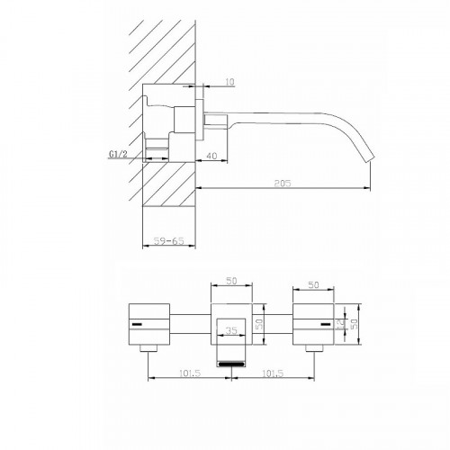 Смеситель для раковины Abber Wasserfall AF8612G Золото матовое латунь встраиваемый