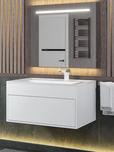 Тумба с раковиной Uperwood Lotus Premium 80 39340207460 подвесная цвет Белый матовый