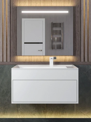 Тумба с раковиной Uperwood Lotus Premium 80 39340207460 подвесная цвет Белый матовый