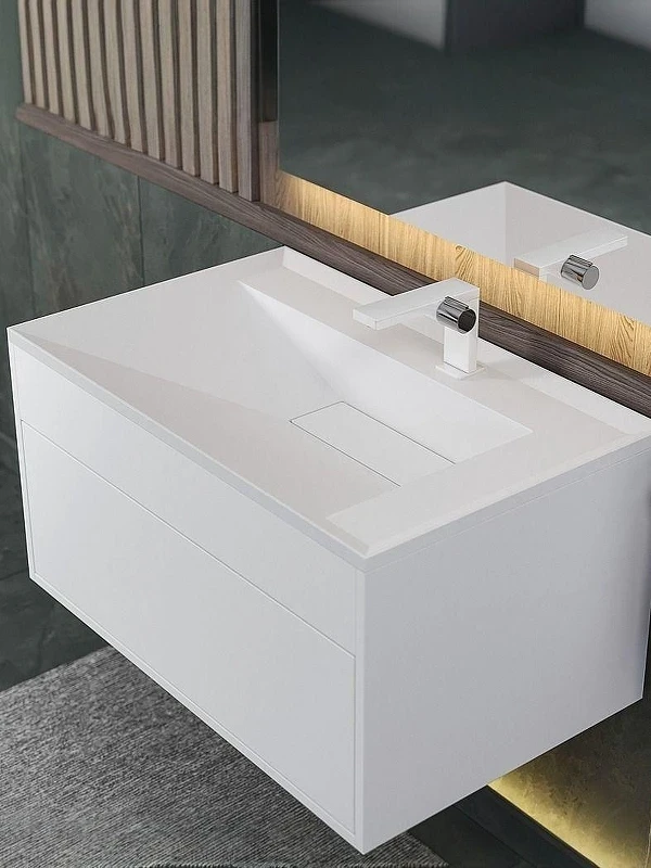 Тумба с раковиной Uperwood Lotus Premium 80 39340207460 подвесная цвет Белый матовый