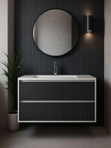 Тумба под раковину Uperwood Next Premium 100 3930205159 подвесная цвет Белый матовый Графит матовый