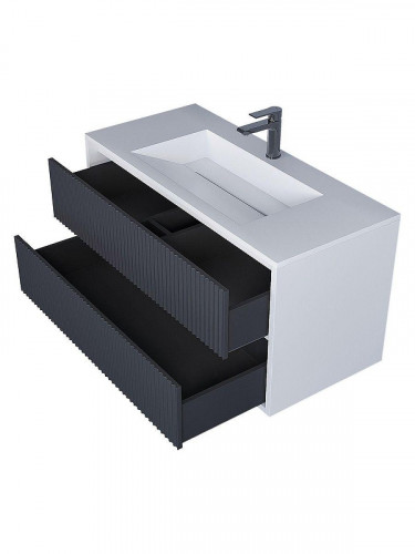 Тумба под раковину Uperwood Next Premium 100 3930205159 подвесная цвет Белый матовый Графит матовый