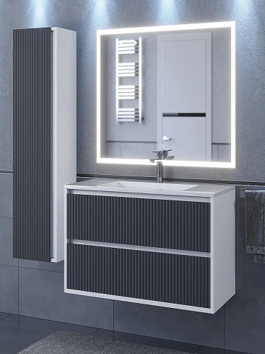 Тумба под раковину Uperwood Next Premium 100 3930205159 подвесная цвет Белый матовый Графит матовый