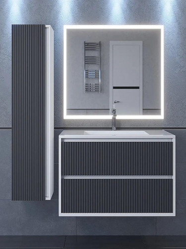 Тумба под раковину Uperwood Next Premium 100 3930205159 подвесная цвет Белый матовый Графит матовый