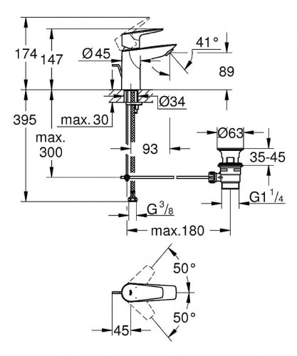 Смеситель для раковины Grohe Start Edge 24196001 цвет Хром
