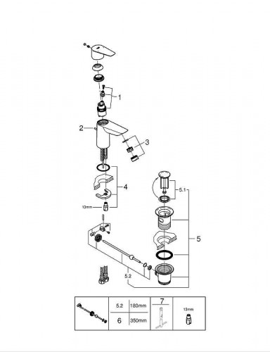 Смеситель для раковины Grohe Start Edge 24196001 цвет Хром