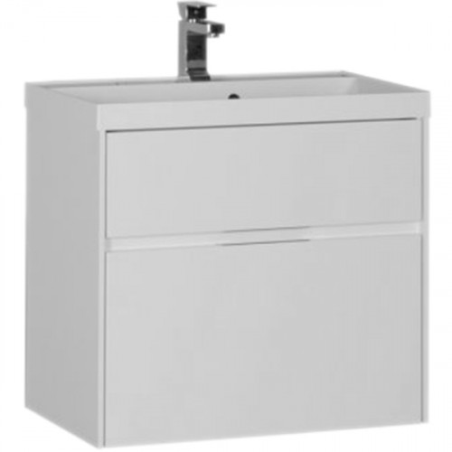 Тумба под раковину Aquanet Латина 70 180032 подвесная 2 ящика Белая МДФ / ЛДСП