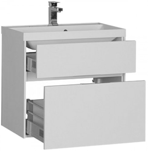 Тумба под раковину Aquanet Латина 70 180032 подвесная 2 ящика Белая МДФ / ЛДСП