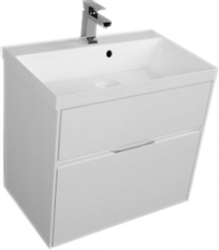 Тумба под раковину Aquanet Латина 70 180032 подвесная 2 ящика Белая МДФ / ЛДСП