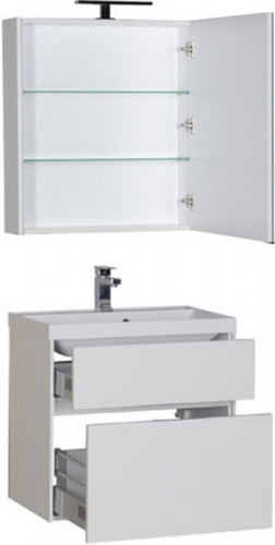 Тумба под раковину Aquanet Латина 70 180032 подвесная 2 ящика Белая МДФ / ЛДСП
