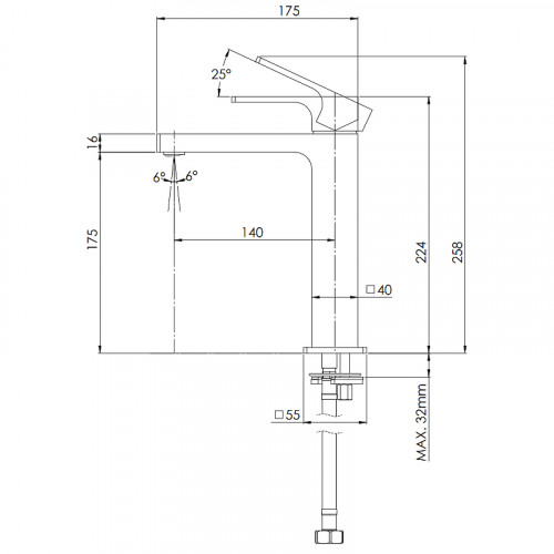 Смеситель для раковины Remer Absolute AU12A Хром латунь