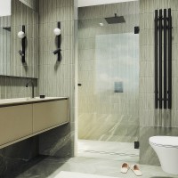 Душевая дверь Maybah Glass MGD-509-6 905x1950 на петлях Черный стекло прозрачное