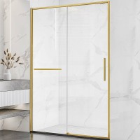 Душевая дверь Vincea Slim Soft 140 VDS-1SS140CLG профиль Брашированное золото стекло прозрачное