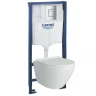 Комплект унитаза с инсталляцией Grohe Rapid SL 39183001 цвет Белый с сиденьем Микролифт и клавишей смыва цвет Хром