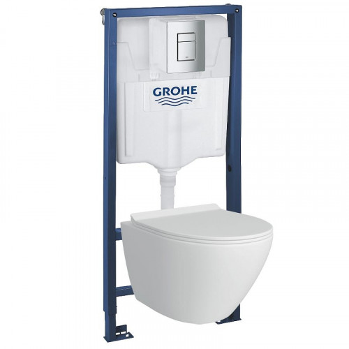 Комплект унитаза с инсталляцией Grohe Rapid SL 39183001 цвет Белый с сиденьем Микролифт и клавишей смыва цвет Хром