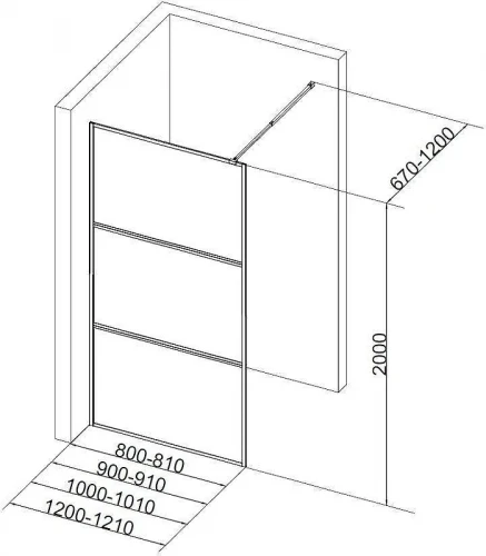 Душевая перегородка Aquanet SW-900GST 90 352352 профиль Золото стекло прозрачное