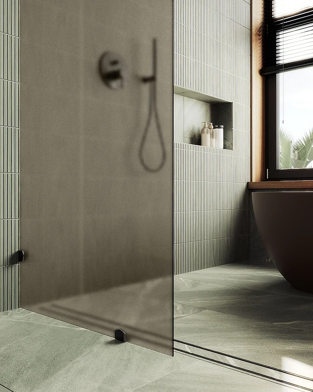 Душевая перегородка Maybah Glass MGD-265-6 790x1950 коннектор стена-стекло Черный стекло бронзовое матовое