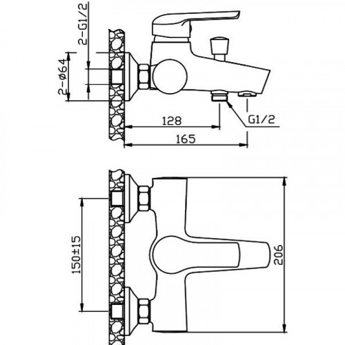Смеситель для ванны Orange Tony M54-100cr Хром на стену
