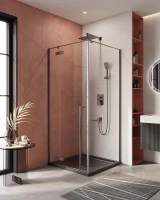 Душевой уголок Cezares Liner 90x90 L LINER-A-1-90-C-GM-L профиль цвет Оружейная сталь стекло прозрачное