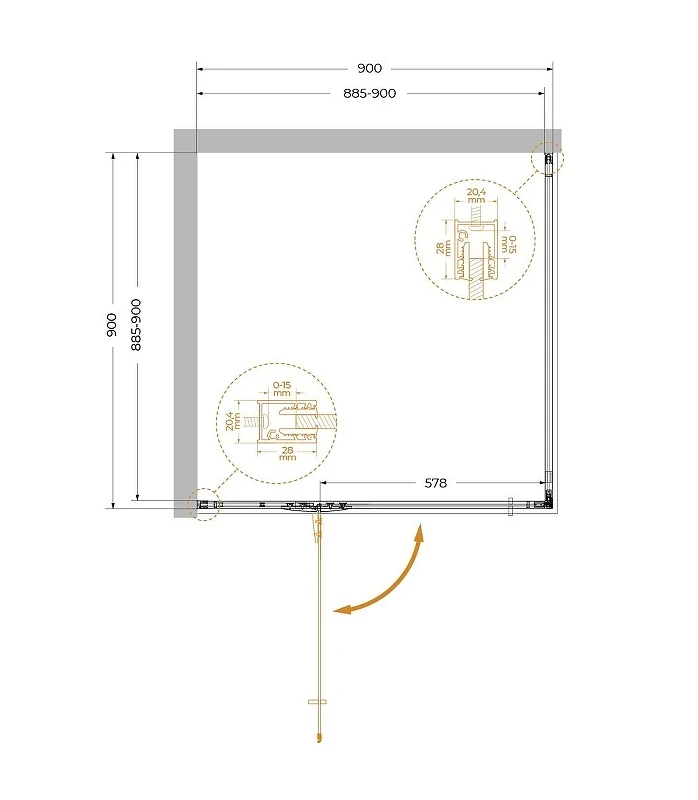 Душевой уголок Cezares Liner 90x90 L LINER-A-1-90-C-GM-L профиль цвет Оружейная сталь стекло прозрачное