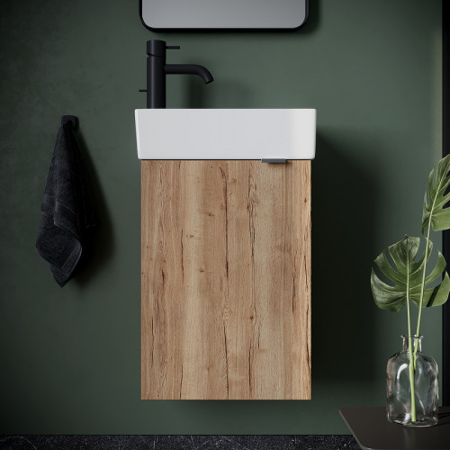 Тумба под раковину Sancos Mini 37 L MN35EGL подвесная Дуб Галифакс натуральный МДФ / ЛДСП