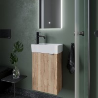Тумба под раковину Sancos Mini 37 L MN35EGL подвесная Дуб Галифакс натуральный МДФ / ЛДСП