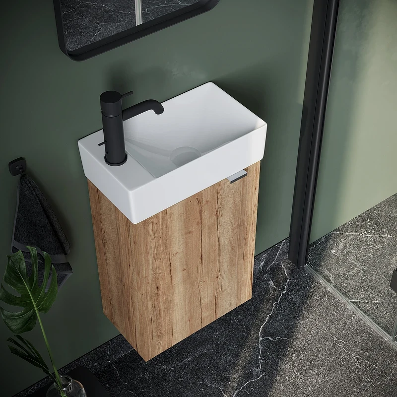 Тумба под раковину Sancos Mini 37 L MN35EGL подвесная Дуб Галифакс натуральный МДФ / ЛДСП