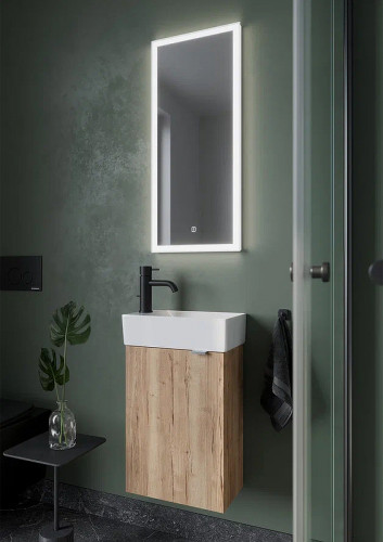 Тумба под раковину Sancos Mini 37 L MN35EGL подвесная Дуб Галифакс натуральный МДФ / ЛДСП