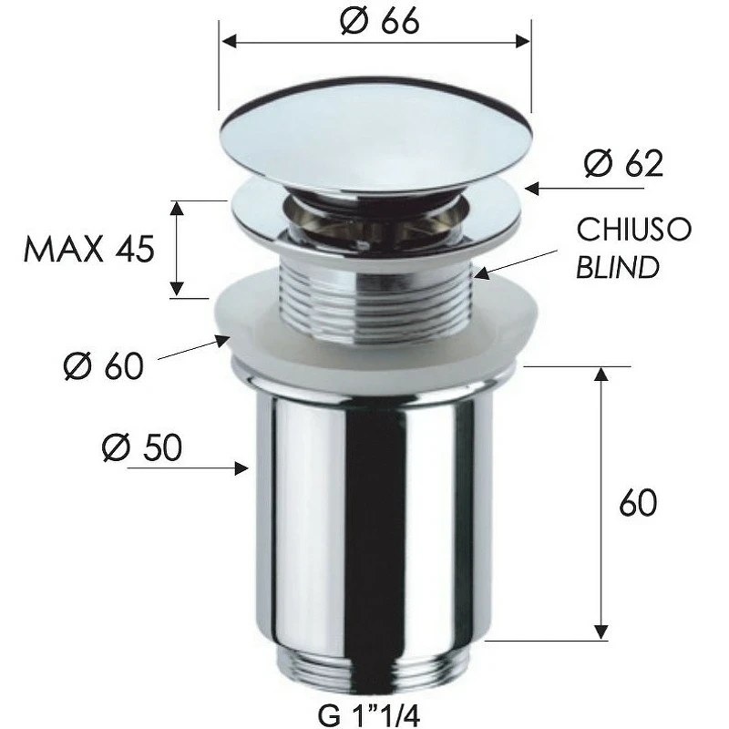 Донный клапан Remer 904CC114RL click-clack Медь глянцевая