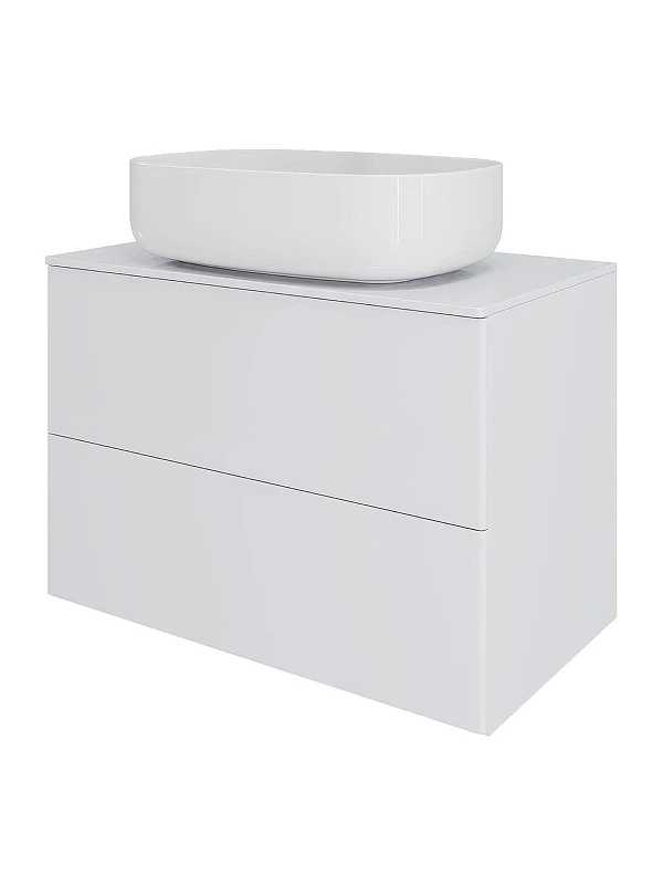 Тумба с раковиной Orange Otto 75 Ot-75TuMDF+B07-540W подвесная цвет Белый глянец