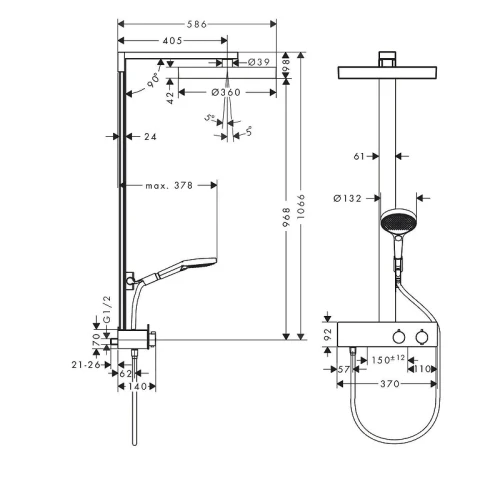 Душевая система Hansgrohe Rainfinity 26853000 с термостатом цвет Хром