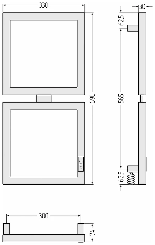 Электрический полотенцесушитель Сунержа Этюд 69x30 30-0845-6030 цвет Матовый белый